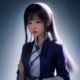 黄油作坊定制服务顾问苏雨彤，年轻女性，职业装，手持礼盒样品与客户洽谈，背景是陈列各款定制包装的展示架